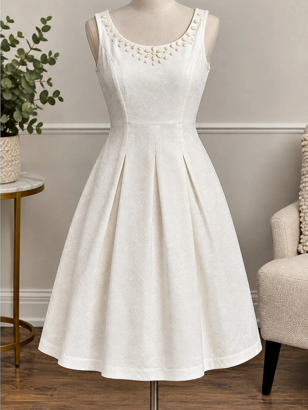 Nine West Trim Fit & Flare Dress White